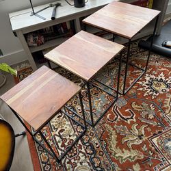 Side Table Set - Wood and Metal