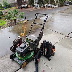 Echo Blower, John Deere Mower,  McLane Edger