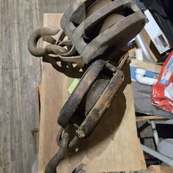 Old style fishing block and tackle