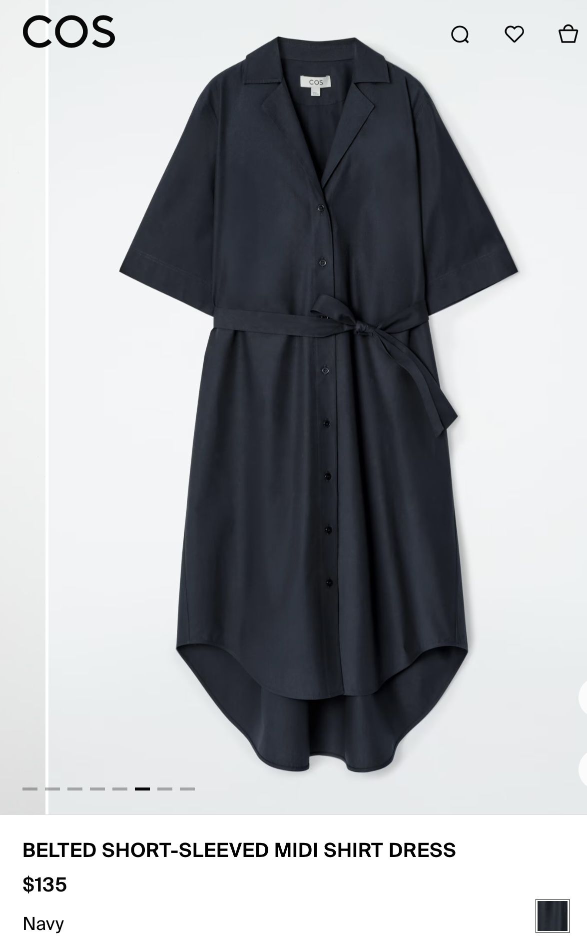 COS- BELTED SHORT-SLEEVED MIDI SHIRT DRESS