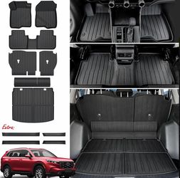 Floor Mats Cargo Mat Set for Honda CRV 2026 2025 2024 2023 Car Mat Accessories(Include Hybrid), All Weather TPE Cargo Liner Door Sill Protectors for C