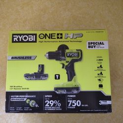 Ryobi One+ HP Brushless 1/2" Hammer Drill Kit With Tool Bag, Charger, and 2 HP Batteries 