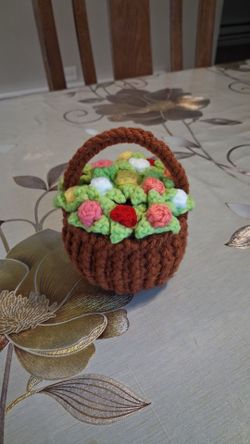 Handmade Crochet Flower Basket