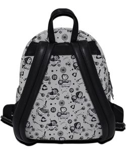 Loungefly Coraline Black and White AOP Mini Backpack Loungefly NWT EXCLUSIVE DROP: Loungefly Laika Coraline Tattoo AOP Mini  main image 4