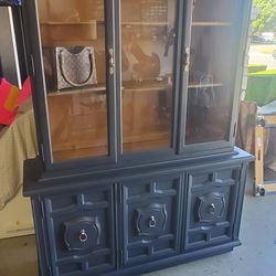 75x52x18 black vintage China cabinet  by Thomasville