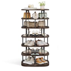 7-Tier Shoe Rack, Rotating Shoe Rack Tower, Shoe Closet Organizer, Shoe Shelf, 28-35 Pairs, 23.6 x 23.6 x 47.2 Inches, for Entryway, Living Room, Clos