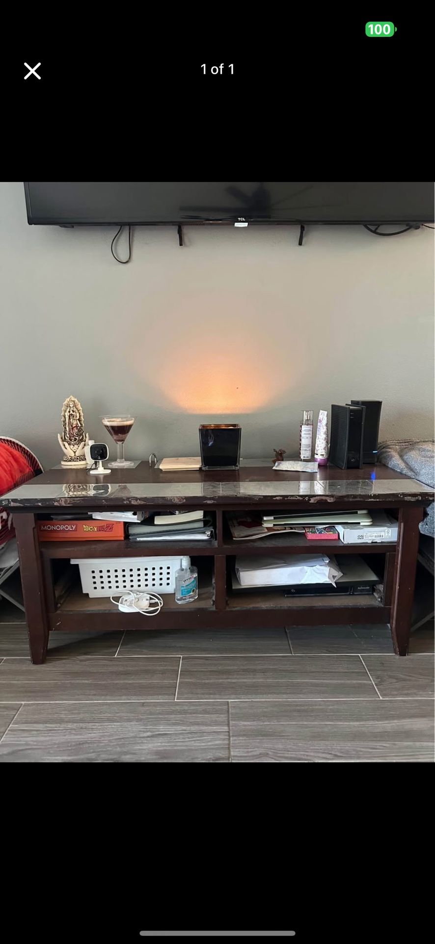 WOOD/MIRROR TV STAND