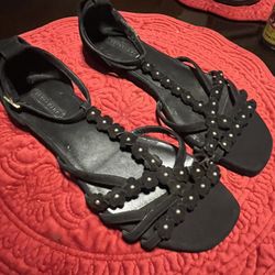 Longchamp Black Saude Leathers Flats Sandals Size 39