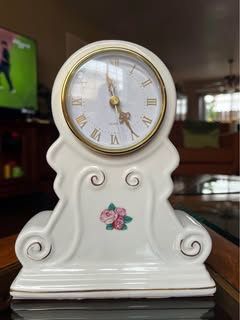 1996 PS Paul, Sebastian Limited, Edition, Porcelain Mantle Clock, Pink Roses Theme