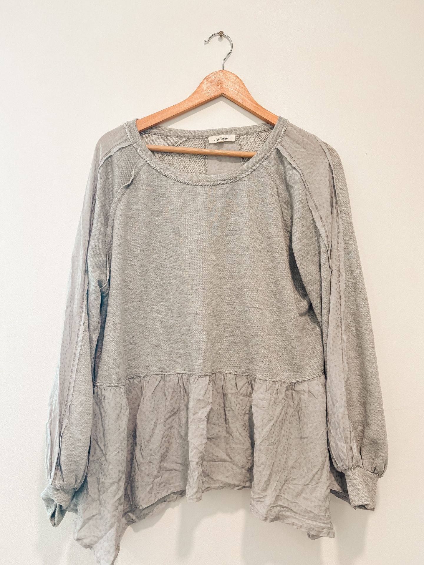 Anthropologie In Loom Gray Peplum Sweatshirt