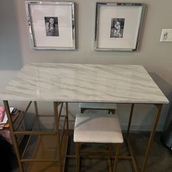 Gold and Marble 2 Seat Table Shelving