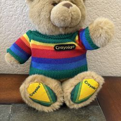 10" Crayola Kids SWEATER BEAR 8026 Plush Stuffed Multi-Color Striped Brown Teddy
