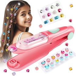 Hair Gem Stamper Kit, Bling Hair Jewels for Girls Toys, Hair Styling Tool with Reusable Shining Diamonds, Birthday Gifts Toys for Girls Ages 3 4 5 6 8