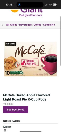McCafé K Pods Baked Apple Pie Flavor