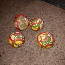 4 vintage paper mache christmas ornaments