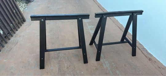 Black Wood Trestle Sawhorse Legs – Set of 2