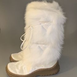 New, Synthetic White Fur Boots 