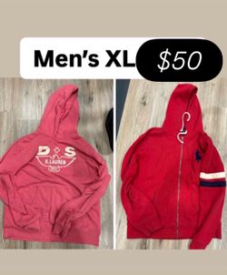 Men’s polo hoodies size xl both for $50