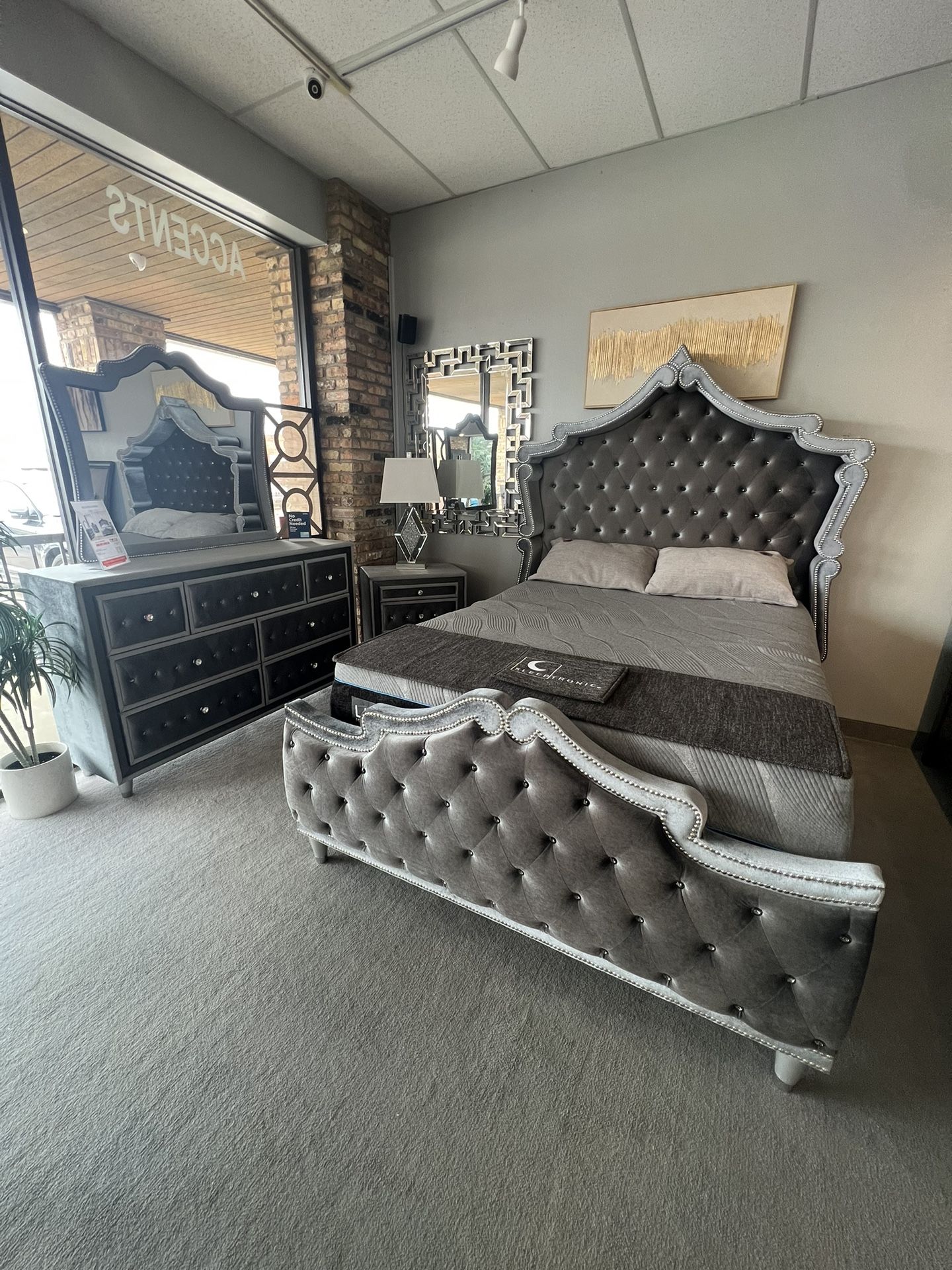 Fancy Studded Upholstered Bed