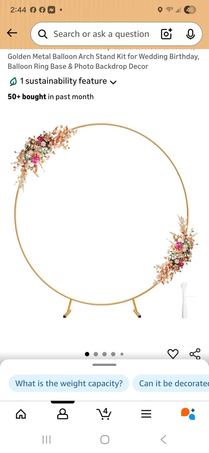 6.9ft Round Backdrop Stand Circle Arch Frame, Golden Metal Balloon Arch Stand Kit for Wedding Birthday, Balloon Ring Base & Photo Backdrop Decor