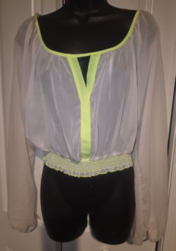 Sheer crop long sleeve top