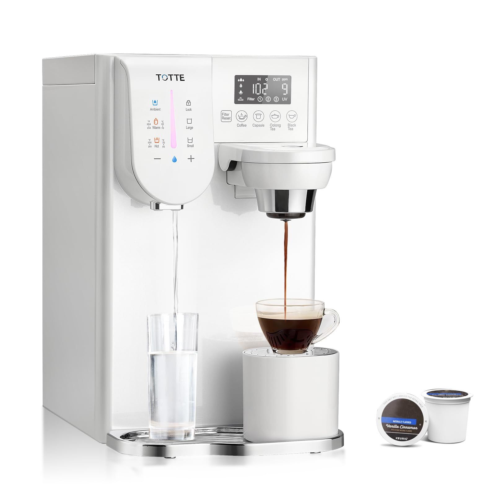 TOTTE Reverse Osmosis System Countertop NSF/ANSI 58 Standard Water Filter 5 Stage Purification, DOW RO Filtration, Tea & Coffee Maker Brewing Milk Pow