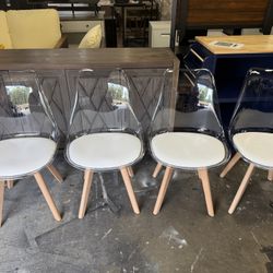 Dining Chairs Set of 4, Mid Century Modern Kitchen and Dining Chair, Soft Padded Dining Desk Chairs with Wood Legs, for Kitchen, Dining, Living Room &