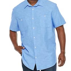 The Foundry Supply Co Big & tall Mens Chambray Short Sleeve Button Front Shirt4X