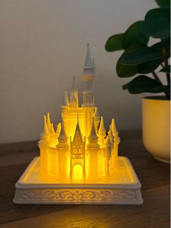 White 3D Cinderella Castle with LED Light / White LED Cinderella Castle 3D Light Decor