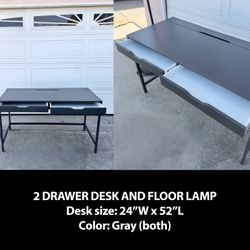 2 DRAWER DESK AND FLOOR LAMP