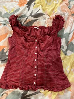 brandy melville striped red button up, size: one size
