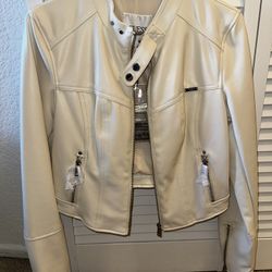 GUESS White Leather Jacket
