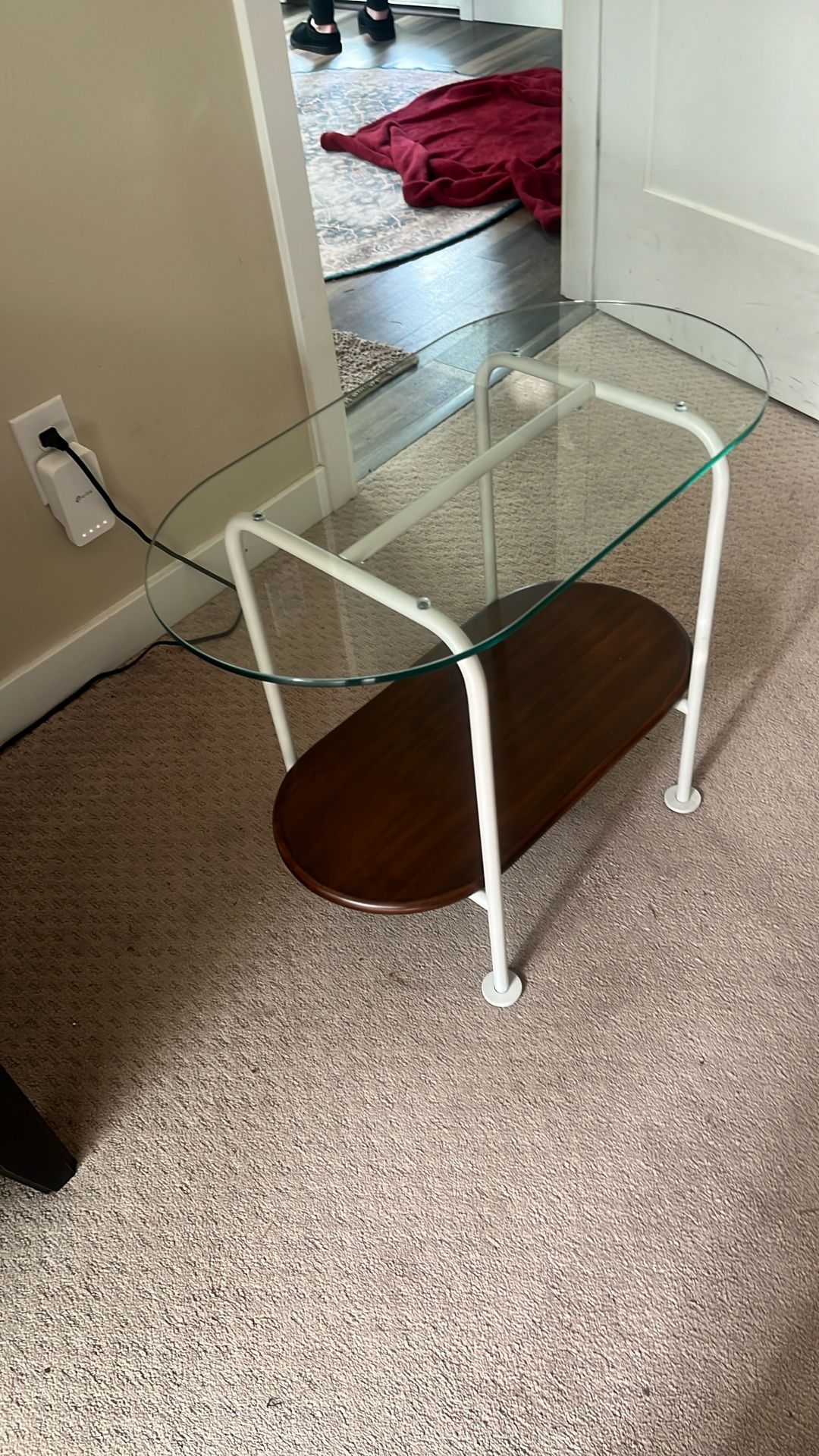 Glass Metal And Wood End Table