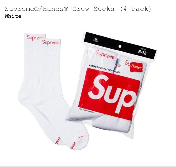 Supreme socks (authentic) (black or white) (size 6-12) (4pack)