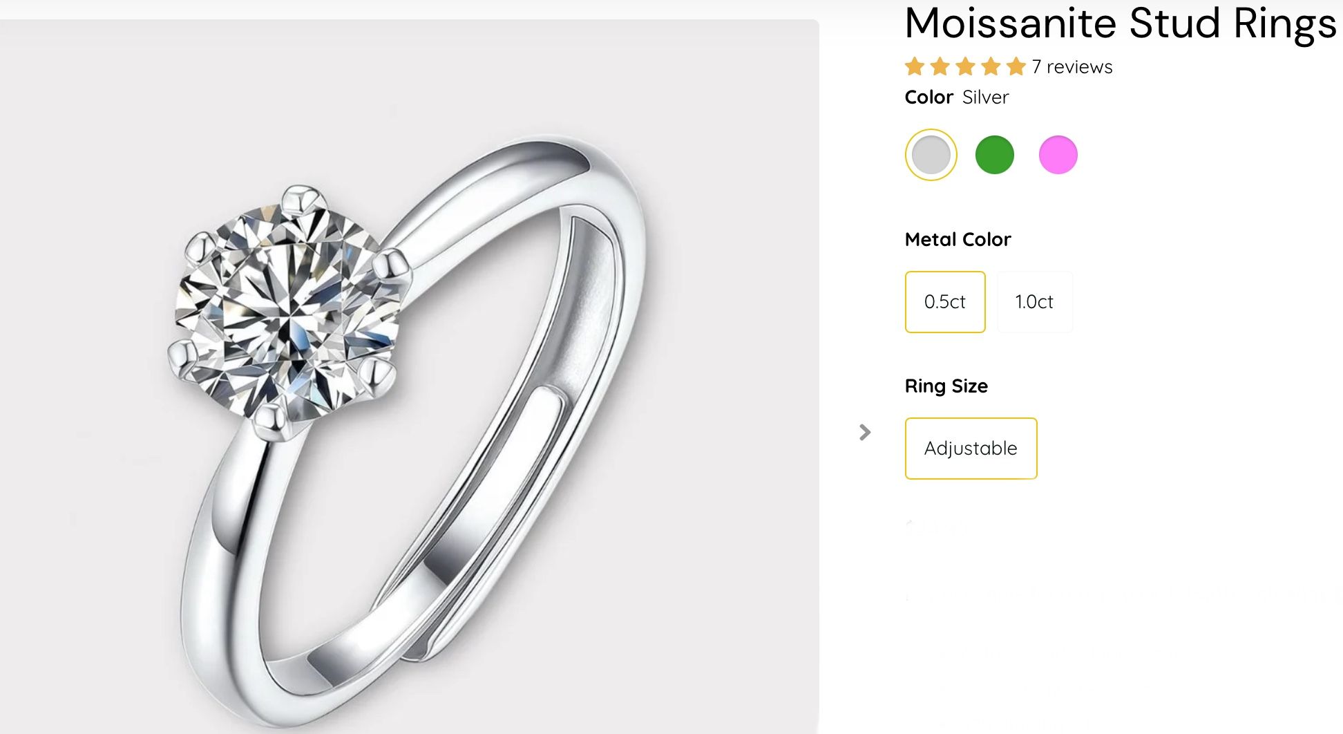 Moissanite Ring 0.5 Ct Engagement Ring