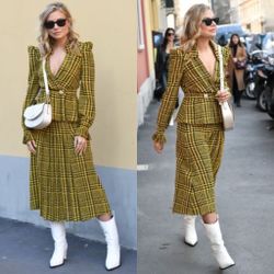 Alessandra Rich houndstooth pleated silk midi skirt size IT 38 US size 2 XS