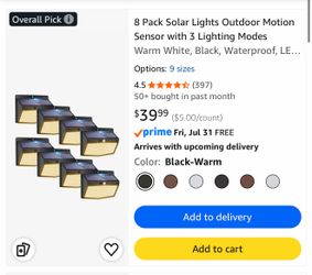 8 Pack Solar Lights Outdoor Motion Sensor with 3 Lighting Modes