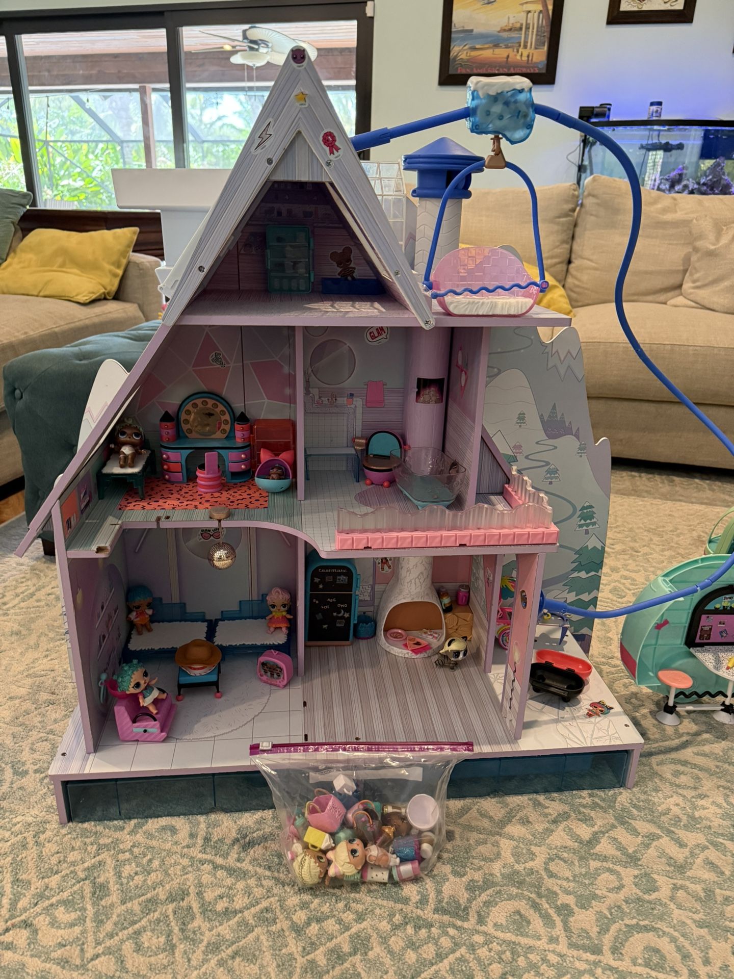 LOL Surprise Winter Disco Chalet Wooden Dollhouse, Camper Van and Dolls & Accessories