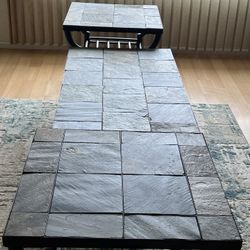3 Pieces Living Room Sets Coffee and End Tables with Open Storage Shelves 