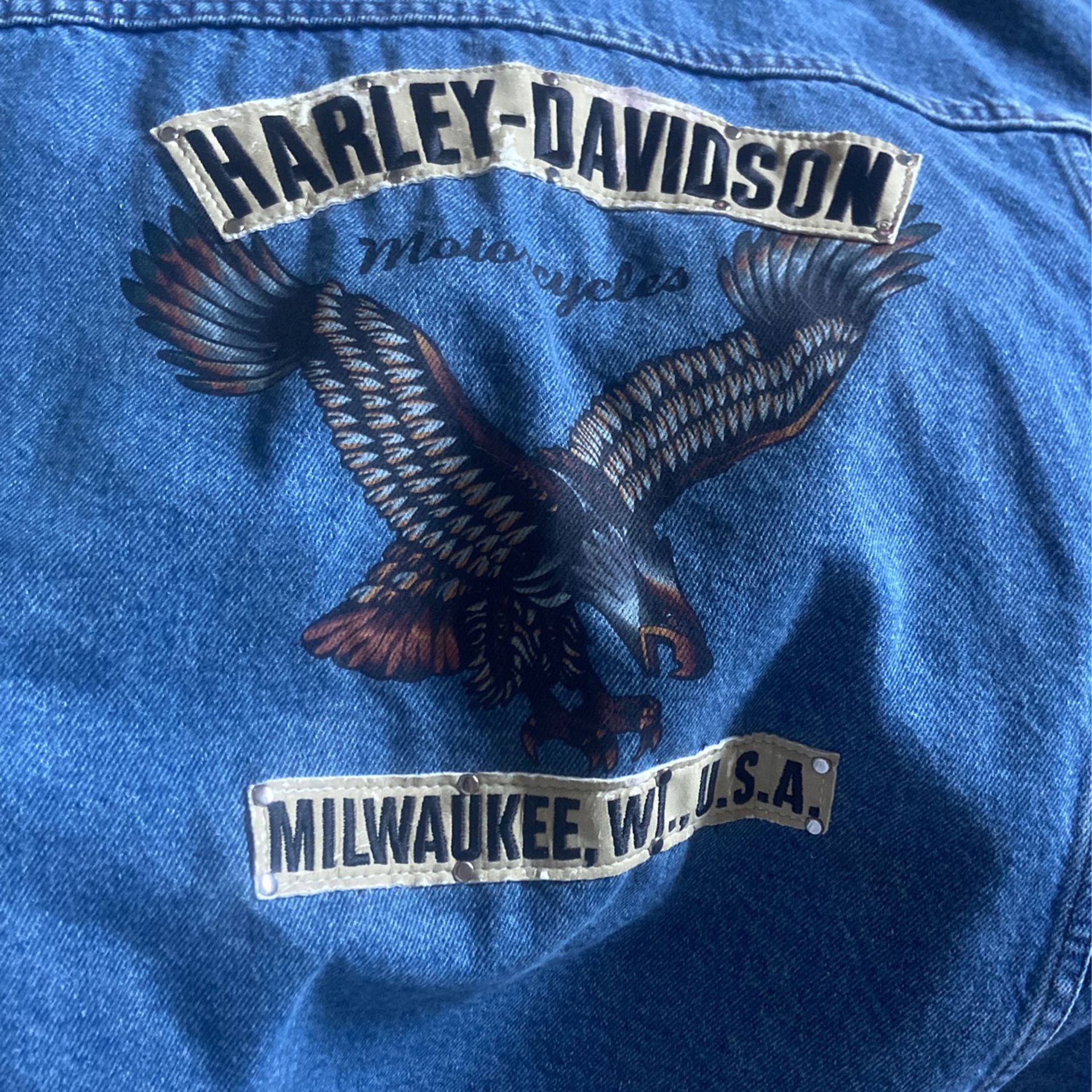 Authentic Denim Harley Davidson Denim Vest 