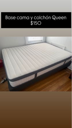 Queen bed base and mattress
