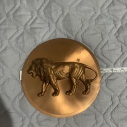 Copper Plate Lion Art Piece 