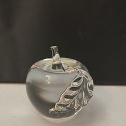 Clear Glass Apple Paperweight