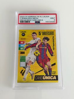 2023-24 Ronaldo Messi Adrenalyn XL LaLiga Card Única PSA 9
