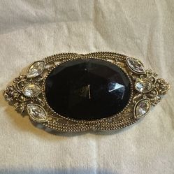 Vintage large Statement Brooch Faux Onyx