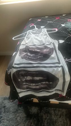 White see through lips dress
