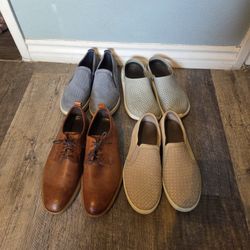 Ecco Men Collin 2 Loafer Sz 44 Size-10 Gray Perforated Leather Slip On Lot Of 4