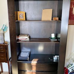 Elegant Black 75” Tall 3-Shelf Bookcase with Drawers