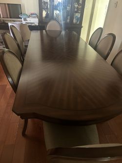 Dinning Table With 8 Chairs And dining buffet and hutch