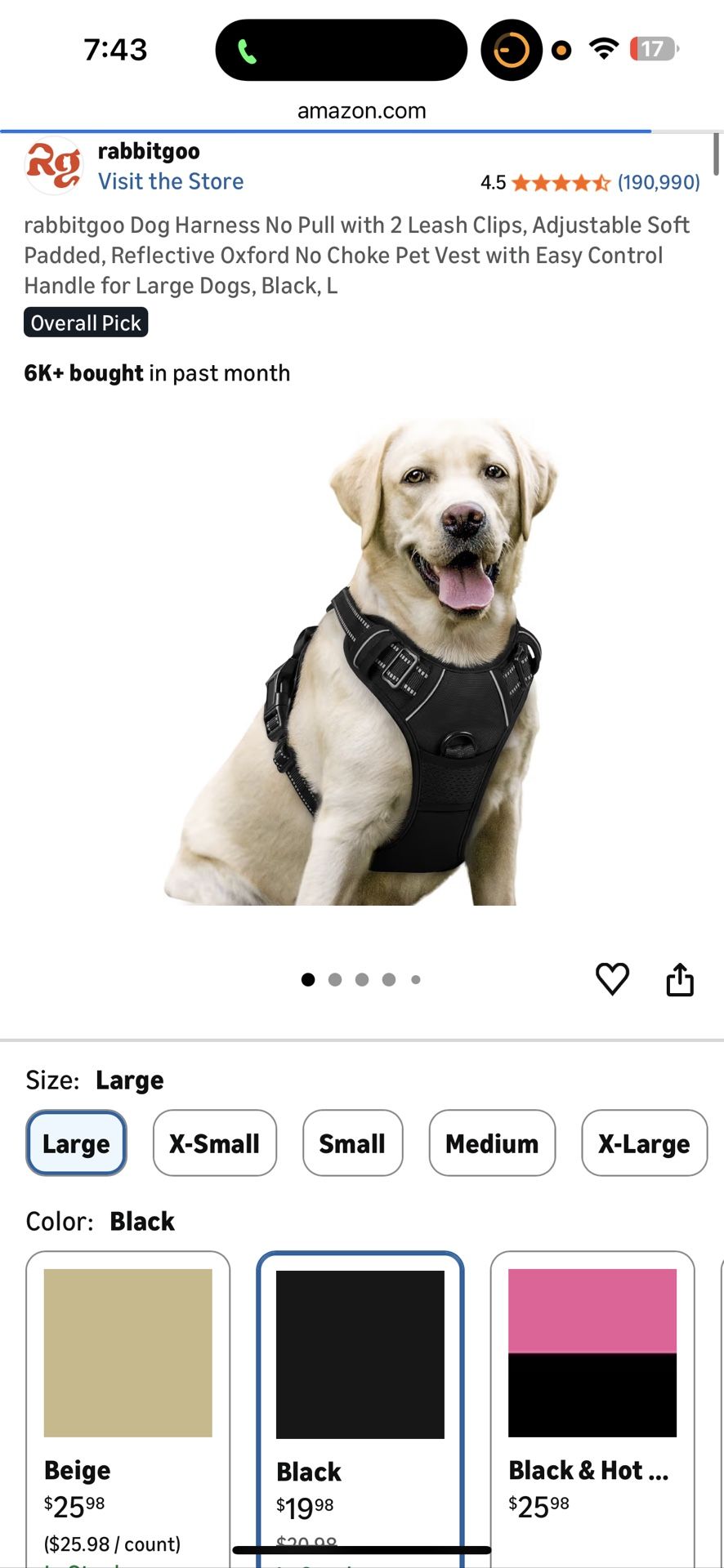 No pull Dog harness (large)